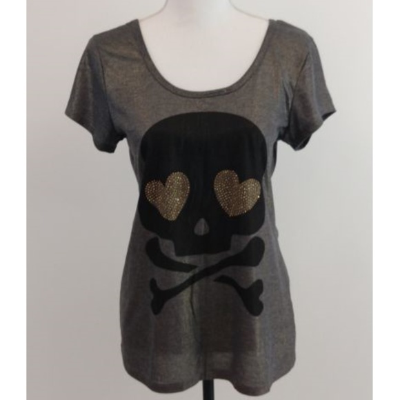 DEB Sheer Metalic Skull & Bones T Shirt - Picture 1 of 6